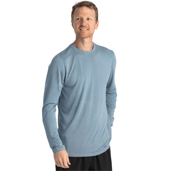 Free Fly Men's Crew Neck Comfort On Adventure Out Performance Bamboo Tee Blue XL - Picture 1 of 10